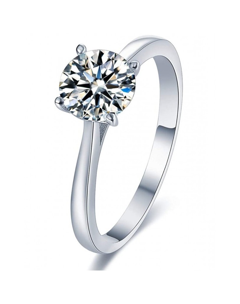 ANELLO SOLITARIO IN ORO BIANCO 18 K CON DIAMANTE NATURALE CERTIFICATO DGC