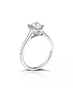 ANELLO SOLITARIO IN ORO BIANCO 18 K CON DIAMANTE NATURALE CERTIFICATO DGC