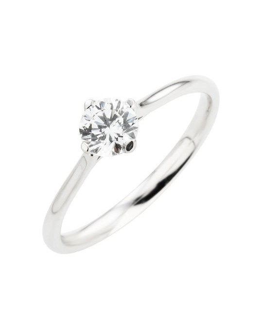 ANELLO SOLITARIO IN ORO BIANCO 18 K CON DIAMANTE NATURALE CERTIFICATO DGC