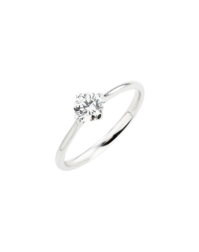 ANELLO SOLITARIO IN ORO BIANCO 18 K CON DIAMANTE NATURALE CERTIFICATO DGC