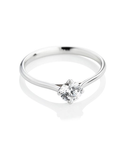 ANELLO SOLITARIO IN ORO BIANCO 18 K CON DIAMANTE NATURALE CERTIFICATO DGC