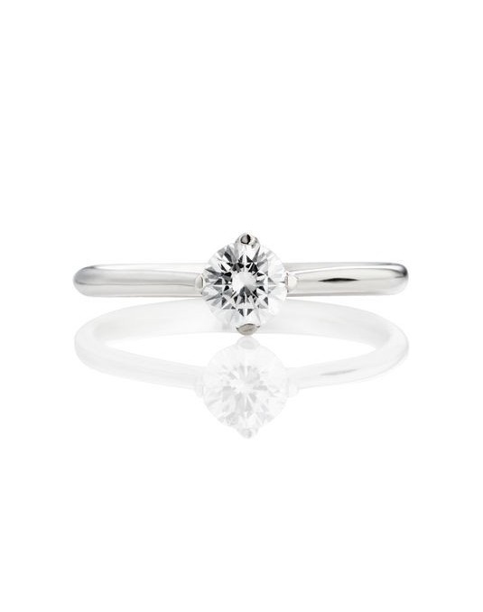 ANELLO SOLITARIO IN ORO BIANCO 18 K CON DIAMANTE NATURALE CERTIFICATO DGC