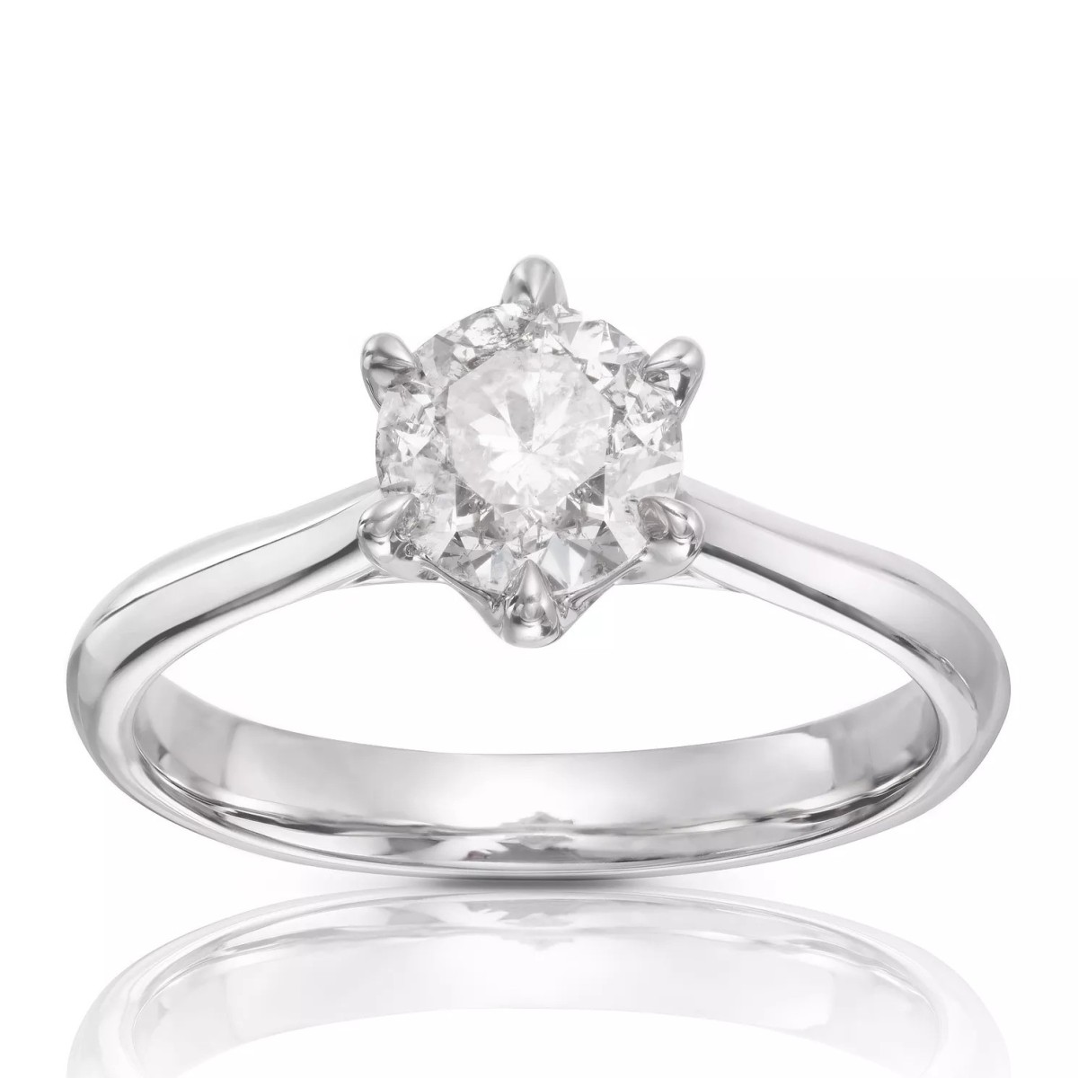 ANELLO SOLITARIO IN ORO BIANCO 18 K CON DIAMANTE NATURALE CERTIFICATO DGC