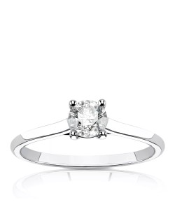 ANELLO SOLITARIO IN ORO BIANCO 18 K CON DIAMANTE NATURALE CERTIFICATO DGC