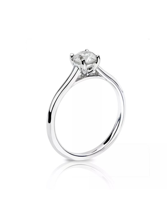 ANELLO SOLITARIO IN ORO BIANCO 18 K CON DIAMANTE NATURALE CERTIFICATO DGC