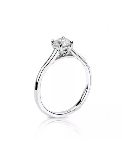 ANELLO SOLITARIO IN ORO BIANCO 18 K CON DIAMANTE NATURALE CERTIFICATO DGC