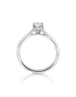 ANELLO SOLITARIO IN ORO BIANCO 18 K CON DIAMANTE NATURALE CERTIFICATO DGC