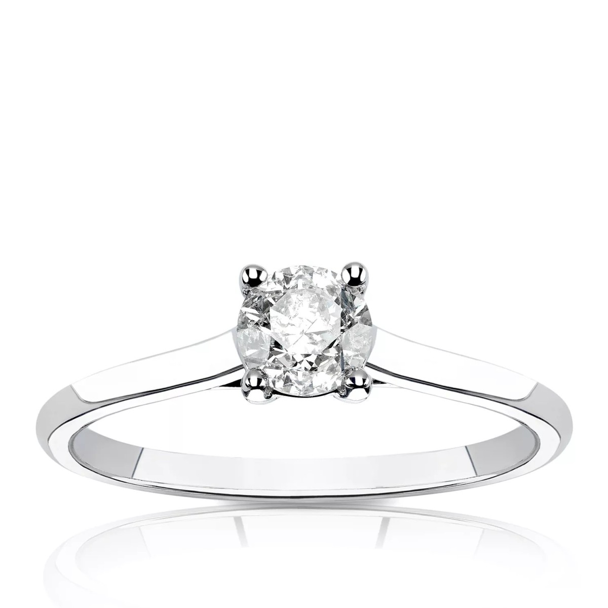 ANELLO SOLITARIO IN ORO BIANCO 18 K CON DIAMANTE NATURALE CERTIFICATO DGC