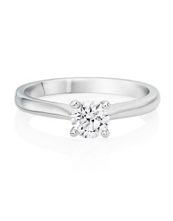 ANELLO SOLITARIO IN ORO BIANCO 18 K CON DIAMANTE NATURALE CERTIFICATO DGC