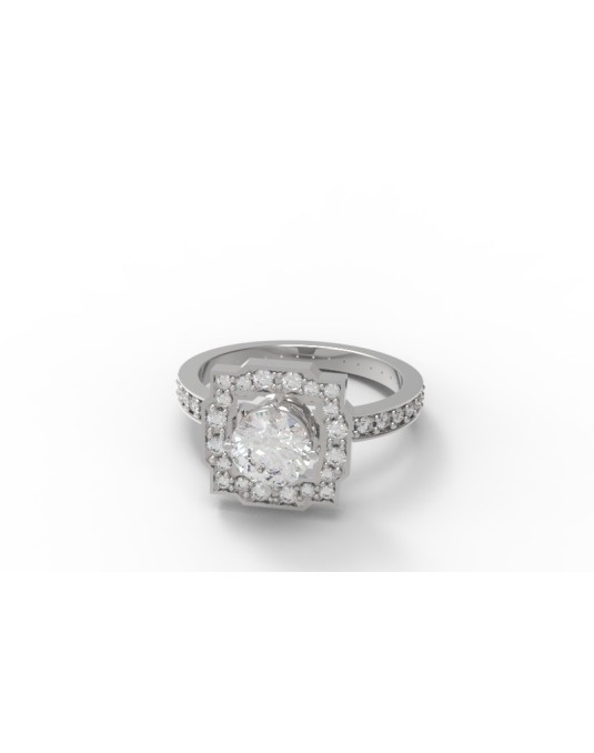 ANELLO SOLITARIO IN ORO BIANCO 18 K CON DIAMANTE NATURALE CERTIFICATO DGC