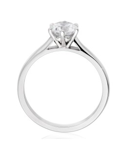 ANELLO SOLITARIO IN ORO BIANCO 18 K CON DIAMANTE NATURALE CERTIFICATO DGC