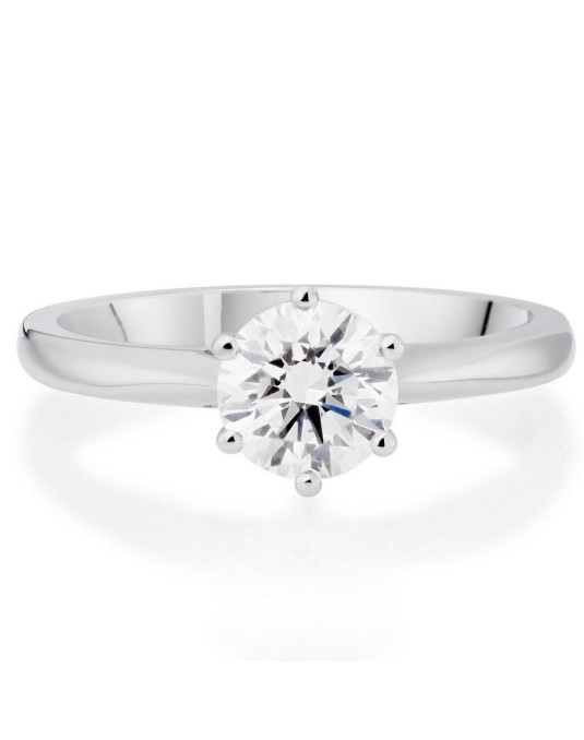 ANELLO SOLITARIO IN ORO BIANCO 18 K CON DIAMANTE NATURALE CERTIFICATO DGC