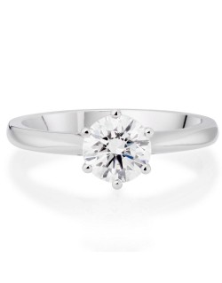 ANELLO SOLITARIO IN ORO BIANCO 18 K CON DIAMANTE NATURALE CERTIFICATO DGC