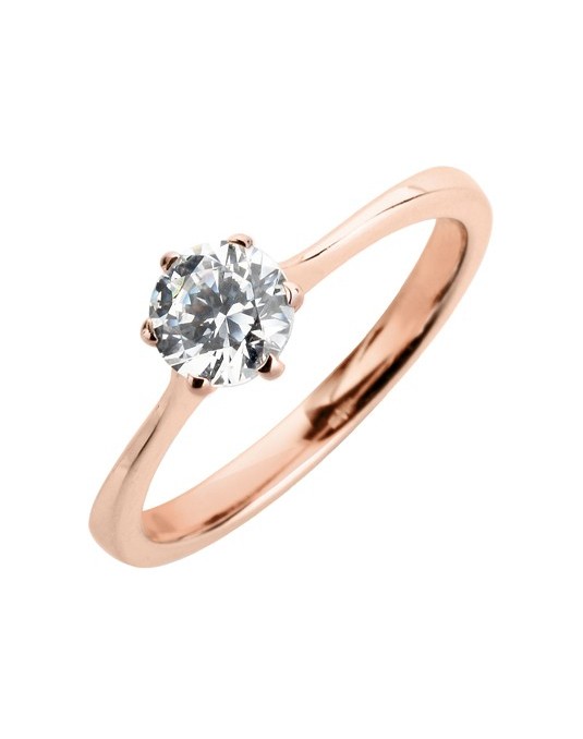 ANELLO SOLITARIO IN ORO ROSA 18K CON DIAMANTE NATURALE CERTIFICATO DGC