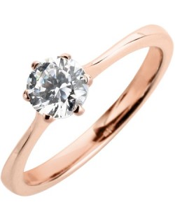 ANELLO SOLITARIO IN ORO ROSA 18K CON DIAMANTE NATURALE CERTIFICATO DGC