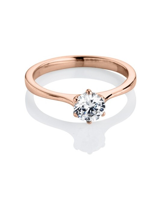ANELLO SOLITARIO IN ORO ROSA 18K CON DIAMANTE NATURALE CERTIFICATO DGC