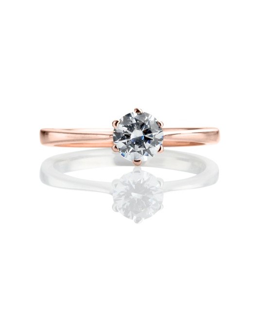 ANELLO SOLITARIO IN ORO ROSA 18K CON DIAMANTE NATURALE CERTIFICATO DGC