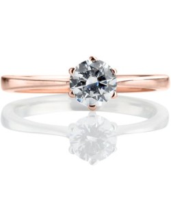 ANELLO SOLITARIO IN ORO ROSA 18K CON DIAMANTE NATURALE CERTIFICATO DGC