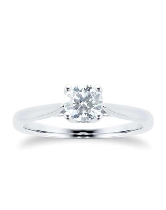 ANELLO SOLITARIO IN ORO BIANCO 18 K CON DIAMANTE NATURALE CERTIFICATO DGC