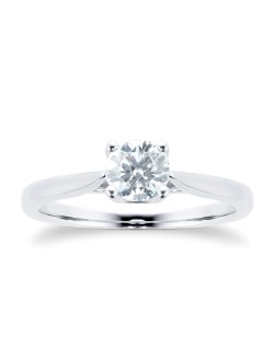 ANELLO SOLITARIO IN ORO BIANCO 18 K CON DIAMANTE NATURALE CERTIFICATO DGC