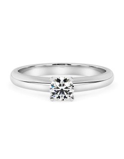 ANELLO SOLITARIO IN ORO BIANCO 18 K CON DIAMANTE NATURALE CERTIFICATO DGC