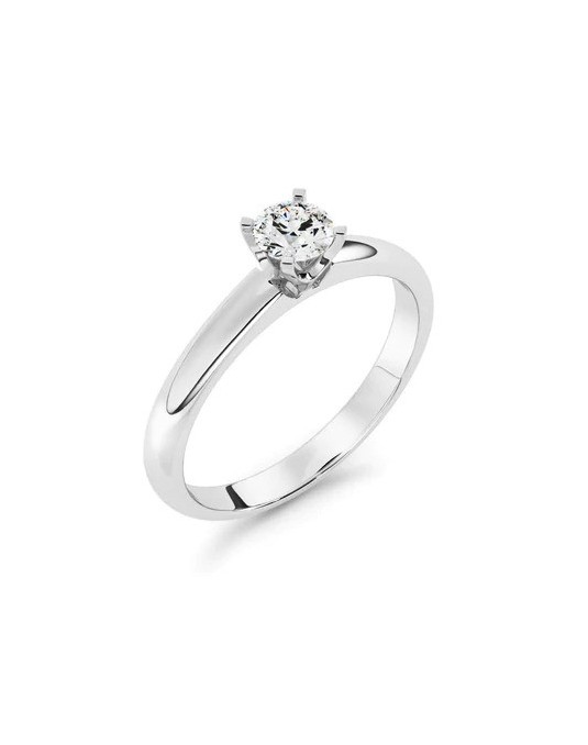 ANELLO SOLITARIO IN ORO BIANCO 18 K CON DIAMANTE NATURALE CERTIFICATO DGC