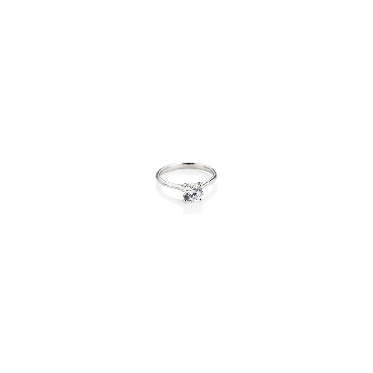 ANELLO SOLITARIO IN ORO BIANCO 18 K CON DIAMANTE NATURALE CERTIFICATO DGC