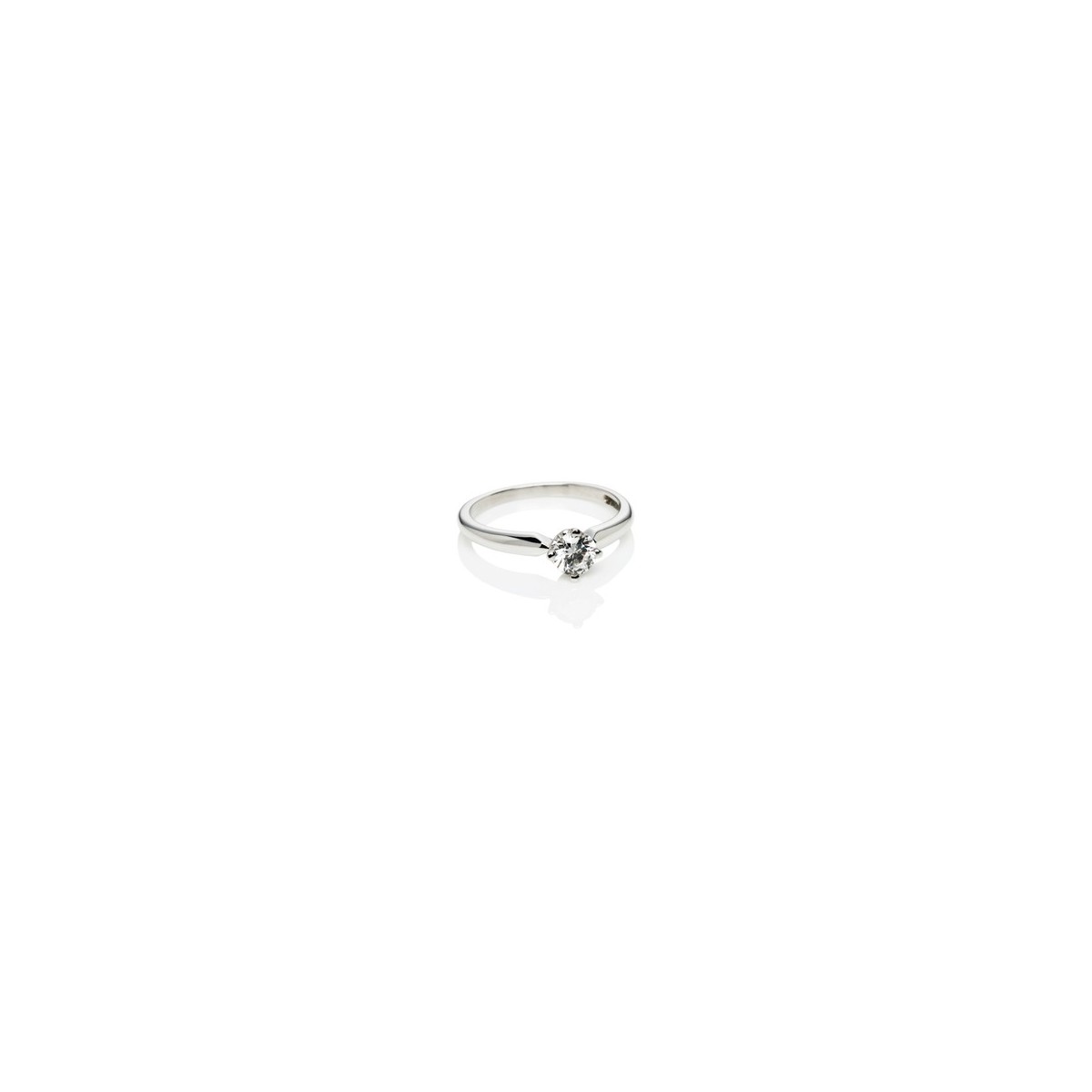 ANELLO SOLITARIO IN ORO BIANCO 18 K CON DIAMANTE NATURALE CERTIFICATO DGC