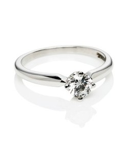 ANELLO SOLITARIO IN ORO BIANCO 18 K CON DIAMANTE NATURALE CERTIFICATO DGC