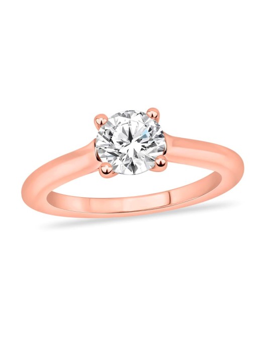 ANELLO SOLITARIO IN ORO ROSA 18 K CON DIAMANTE NATURALE CERTIFICATO DGC