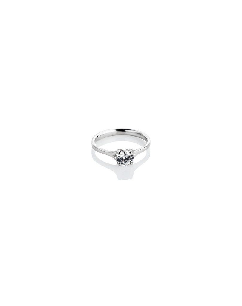 ANELLO SOLITARIO IN ORO BIANCO 18 K CON DIAMANTE NATURALE CERTIFICATO DGC