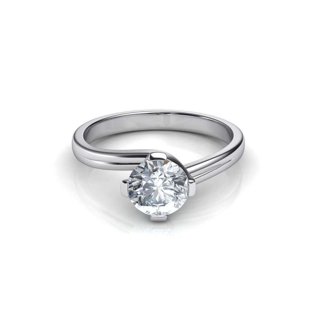 ANELLO SOLITARIO IN ORO BIANCO 18K CON DIAMANTE NATURALE CERTIFICATO DGC