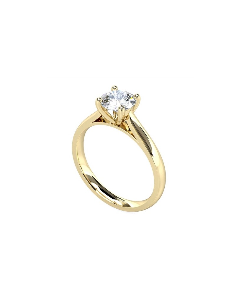 ANELLO SOLITARIO IN ORO GIALLO 18K CON DIAMANTE NATURALE CERTIFICATO DGC