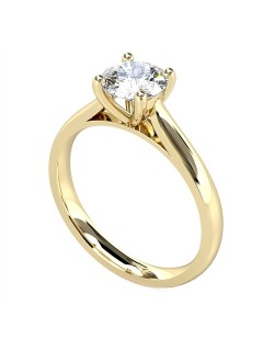 ANELLO SOLITARIO IN ORO GIALLO 18K CON DIAMANTE NATURALE CERTIFICATO DGC
