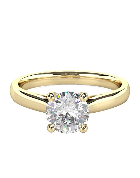 ANELLO SOLITARIO IN ORO GIALLO 18K CON DIAMANTE NATURALE CERTIFICATO DGC
