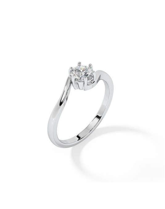 ANELLO SOLITARIO IN ORO BIANCO 18K CON DIAMANTE NATURALE CERTIFICATO DGC