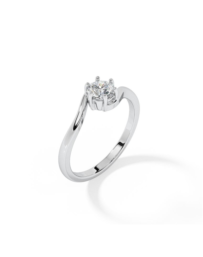 ANELLO SOLITARIO IN ORO BIANCO 18K CON DIAMANTE NATURALE CERTIFICATO DGC