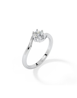 ANELLO SOLITARIO IN ORO BIANCO 18K CON DIAMANTE NATURALE CERTIFICATO DGC