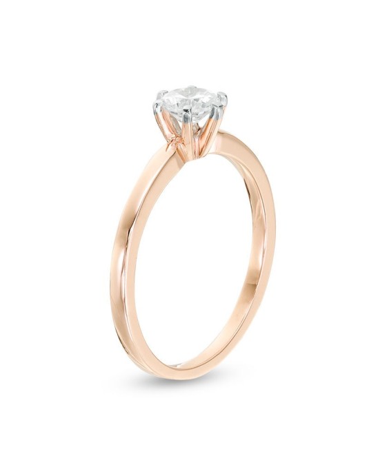 ANELLO SOLITARIO IN ORO ROSA 18K CON DIAMANTE NATURALE CERTIFICATO DGC