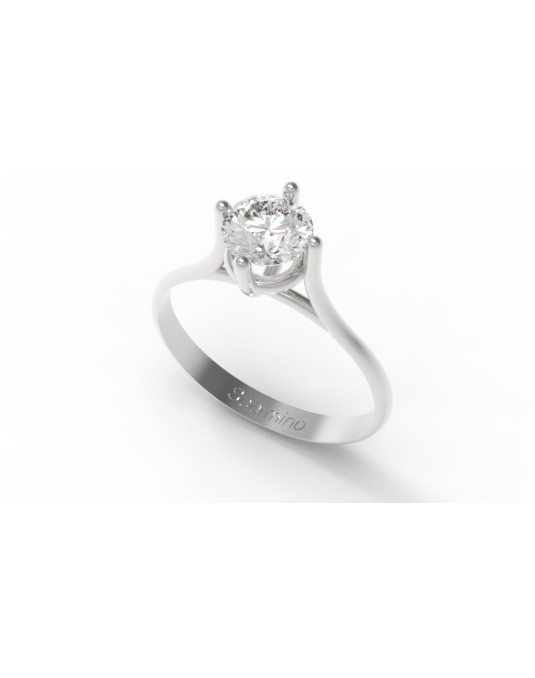 ANELLO SOLITARIO IN ORO BIANCO 18 K CON DIAMANTE NATURALE CERTIFICATO DGC