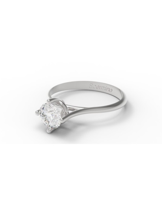ANELLO SOLITARIO IN ORO BIANCO 18 K CON DIAMANTE NATURALE CERTIFICATO DGC