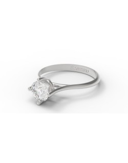 ANELLO SOLITARIO IN ORO BIANCO 18 K CON DIAMANTE NATURALE CERTIFICATO DGC