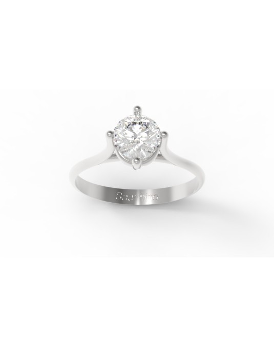 ANELLO SOLITARIO IN ORO BIANCO 18 K CON DIAMANTE NATURALE CERTIFICATO DGC