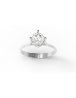 ANELLO SOLITARIO IN ORO BIANCO 18 K CON DIAMANTE NATURALE CERTIFICATO DGC