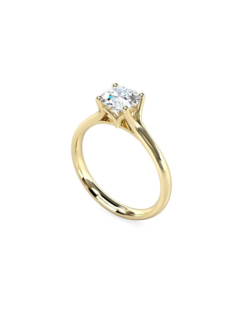 ANELLO SOLITARIO IN ORO GIALLO 18K CON DIAMANTE NATURALE CERTIFICATO DGC
