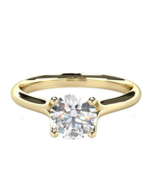 ANELLO SOLITARIO IN ORO GIALLO 18K CON DIAMANTE NATURALE CERTIFICATO DGC
