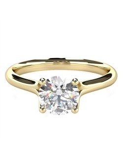 ANELLO SOLITARIO IN ORO GIALLO 18K CON DIAMANTE NATURALE CERTIFICATO DGC