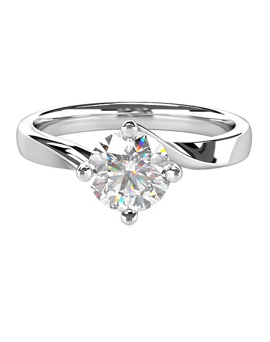 ANELLO SOLITARIO IN ORO BIANCO 18K CON DIAMANTE NATURALE CERTIFICATO DGC