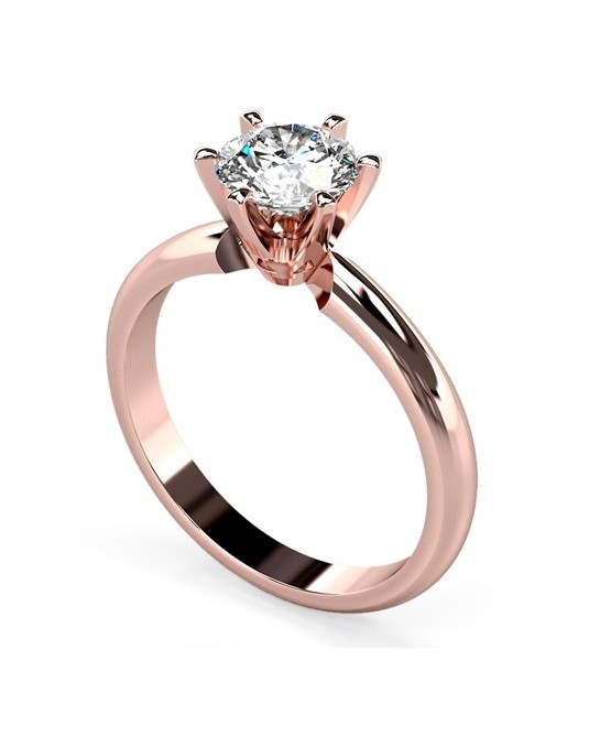 ANELLO SOLITARIO IN ORO ROSA 18K CON DIAMANTE NATURALE CERTIFICATO DGC