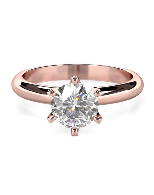 ANELLO SOLITARIO IN ORO ROSA 18K CON DIAMANTE NATURALE CERTIFICATO DGC